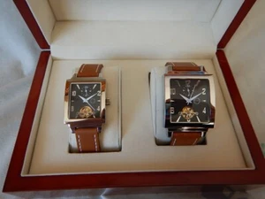0 Box 2 Watches Man And Woman Automatic Heart Open New 2 Tapered Schedule - Picture 1 of 13