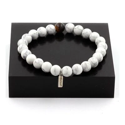 Mineralien Und Edelsteine. Armband Perlen Howlite + Tigerauge 8 Mm. F - Bild 1 von 3