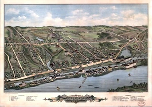 11892.Decor Poster.Room wall.Home art design.1877 Windsor Lock Birds eye view - Picture 1 of 1