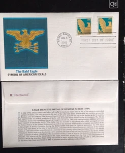 BALD EAGLE FROM MEDAL OF HUMANE ACTION  2005 FLEETWOOD CACHET FDC UNADD - Picture 1 of 1