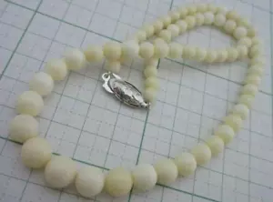 Damen natürliche Korallenhalskette weiß kleine Perlen Kugeln Schmuck Zubehör - Bild 1 von 10