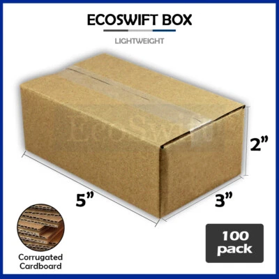 100 5x3x2 EcoSwift Cardboard Packing Moving Shipping Boxes Corrugated Box Carton - Image 1 of 4