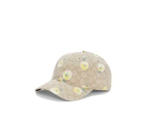 COACH SIGNATURE DAISY PRINT HAT WITH ADJUSTABLE LEATHER STRAP - NEW WITH TAG 