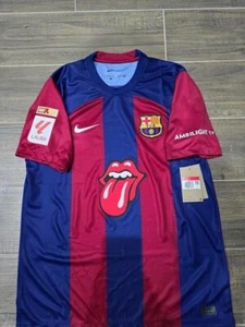 NIKE BARCELONA DX2687-455 2023 ROLLING STONES PEDRI M ORIGINAL JERSEY SHIRT - Picture 1 of 5