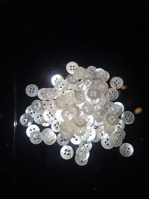 20er Set echte Perlmutt Knöpfe weiß schimmernd ca 11 mm, 18", Hemden, Blusen - Bild 1 von 4