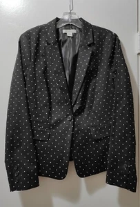 Liz Claiborne Women's Black/White Polka Dot Blazer Jacket Size M - Picture 1 of 2