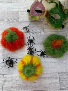 Halloween Kürbis selbstgemachte gehäkelte Scrubbies Muster, Farbdruck - Bild 1 von 9