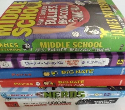 Lot Of 6 Reading Books Grades 4th-7th Mix HC/PB Set Wimpy Kids Big Nate + - Image 1 of 4