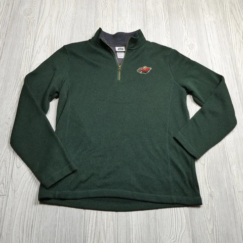 Minnesota Wild Sweater Adult Medium Green 1/4 Zip Long Sleeve Mock Neck Mens Cover