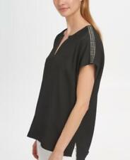 DKNY Womens Embellished-Shoulder V-Neck Top $59 TINI {&}