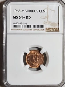 Mauritius 1 Cent 1965 NGC MS 64+ RD - Picture 1 of 2