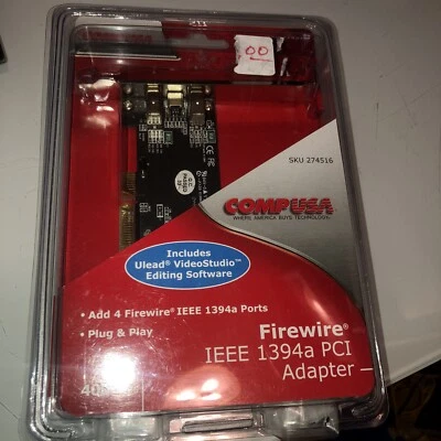 CompUSA 扩展卡 PCI Firewire 400 主机适配器 1394 Comp 美国复古 LGR — 第 1/4 张图片