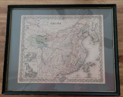 Antiguo mapa enmarcado de China, 1855, J. H. Colton & Co., Nueva York Foto 1 de 4