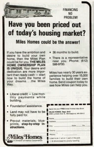 1980 Vintage Print Ad You been priced out of today's housing market Miles homes - Picture 1 of 2