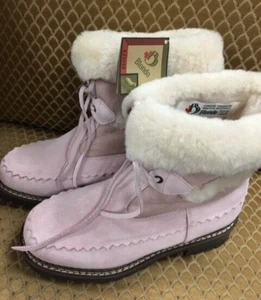 BLONDO Beautiful short women's boots shearling fur pink white NWT size 7 1/2 B - Picture 1 of 8