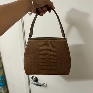 BOLSO DE MANO BELLESTONE VINTAGE BOLSO DE MANO PIEL DE LAGARTO REPTIL CUERO BELGIA - Imagen 1 de 12