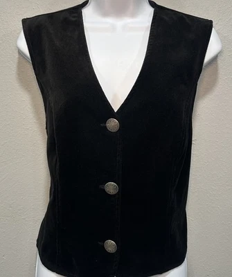 Chaleco de terciopelo Stonebridge para mujer talla 6 negro plata botones forrado satinado Foto 1 de 4