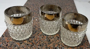 3er Set Indiana Glas Diamond Point Silber altmodische Cocktailgläser - Bild 1 von 14