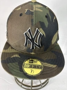 New Era 59fifty 7 1/4” Camouflage Yankees Baseball Cap Hat - Picture 1 of 9