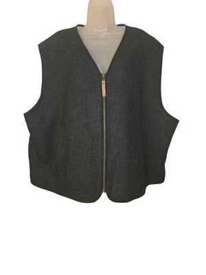 Woolrich Men's Dark Grey Wool Zipper Vest Size 2XL - Image 1 of 4