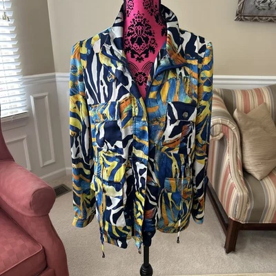 Chaqueta Alberto Makali Abstracta Estampado Animal Cremallera Completa Resistente a las Arrugas M Usada en Excelente Condición Foto 1 de 4