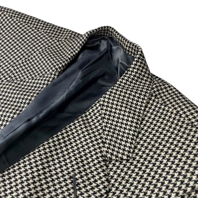 Blazer de lana de franela para sala de juntas Hickey Freeman negro/beige pata de gallo • 40S Foto 1 de 4