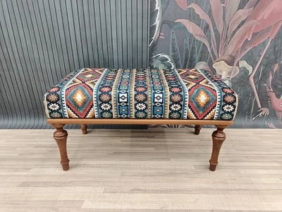 handmade bench, ottoman furniture, aztec pattern bench, bedroom ottoman - Image 1 of 4
