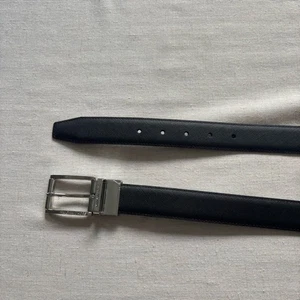 Cinturón de vestir de cuero para hombre Michael Kors negro plateado hebilla talla 36 - Imagen 1 de 7