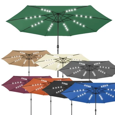 MARKENLOS 4m Sonnenschirm mit LED-Leuchten Ampelschirm 400 x 267 cm Aluminium Metall Grün