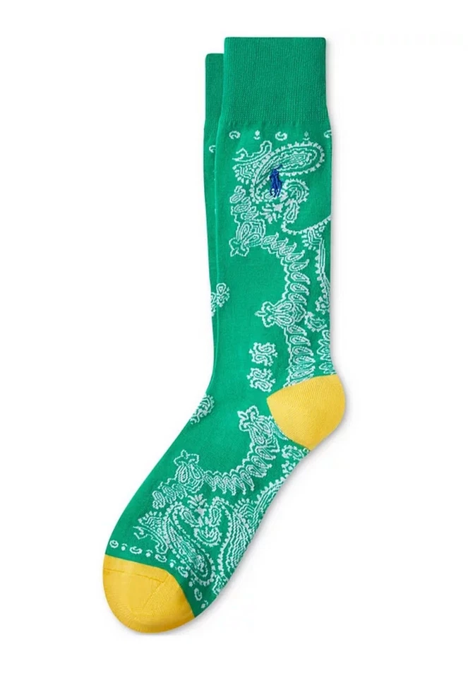 Polo Ralph Lauren Bandana Estampado 1 Par Calcetines holgados Para Hombre Talla 10-13 Verde Foto 1 de 1