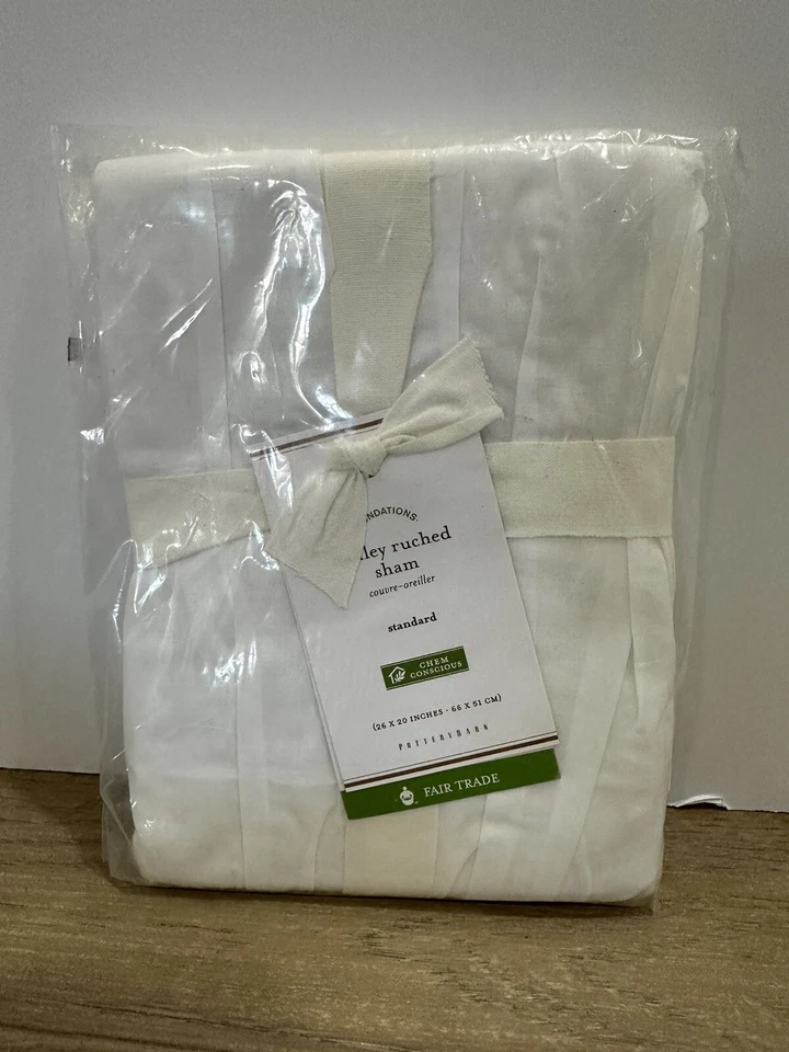 Pottery Barn Hadley Ruched Standard Sham White