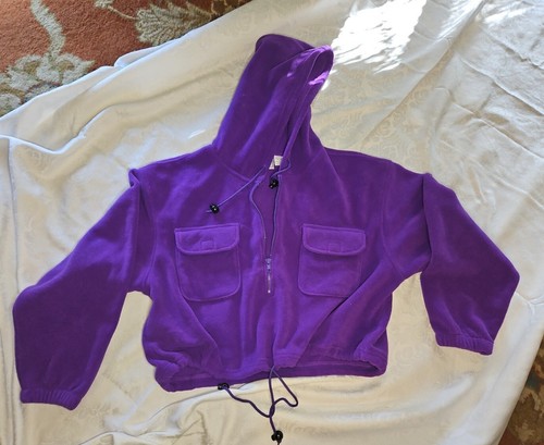 UNDERCOVER Felpa con cappuccio vintage anni 80 crop top L S camicia pile VS SPORT viola 1 4 zip MEZZA TOP