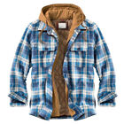 Mens Hood Coat Sweatshirt Heavy Fleece Lined Sherpa Hoodie Plaid Flannel Jacket