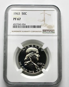 Medio dólar Franklin Proof 1963 NGC PF67 - Imagen 1 de 2