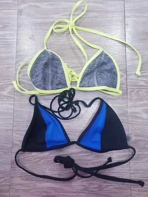 Lot Of 2 Victoria's Secret PINK Triangle Swim Tops Size XS 1 Black 1 Grey - Image 1 of 4