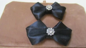 Black Bow Shoe Clips with Rhinestones - Picture 1 of 3
