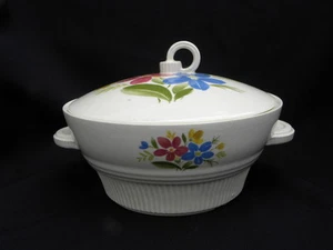 Vintage Salem China Victory Shape Sun Valley Pattern Covered Casserole - Picture 1 of 12