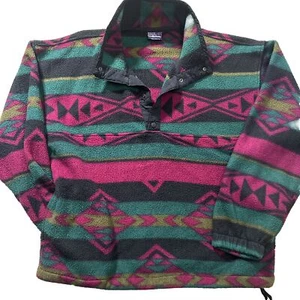 Vintage White Sierra Fleece LARGE Gorpcore 90s Made In USA Aztec Southwestern - Picture 1 of 8