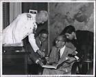1956 Press Photo Ichiro Hatoyama Prime Minister Of Japan Signing Guest Book Of