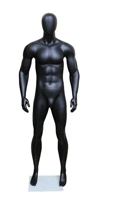 Maniquí de cabeza de huevo masculino 6 pies 2 pulgadas H cuerpo muscular torso negro mate STB-4ME-BK Foto 1 de 4