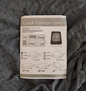 Couch Cushion Covers - Strech Fit,  fits cushions from 19" to 30 " Grey, 2 pack - Picture 1 of 4