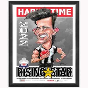 Nick Daicos Collingwood 2022 Rising Star Harv Time L/E Print Framed - Picture 1 of 1