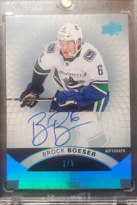 2017-18 Brock Boeser Upper Deck Premier Platinum Blue Spectrum Auto RC Rookie /5