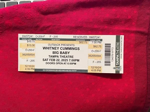 WHITNEY CUMMINGS UNUSED FULL TICKET FROM TAMPA THEATRE FLORIDA - Picture 1 of 2