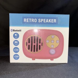 Retro Bluetooth Speaker Portable Wireless Speakers w/ Charging Cable, Pink - Picture 1 of 8
