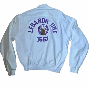 Vintage BPOE 1663 Elks Lodge P.E.R. Jacket Windbreaker Oregon White Purple - Picture 1 of 12