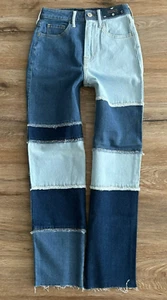 Hollister Ultra High Rise Vintage Straight Frayed Patchwork Jeans Gr. 00R NEU - Bild 1 von 9