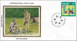 Scout Camp Scouting International Youth Year Guernsey GB Colorano Silk FDC 1985 - Picture 1 of 1