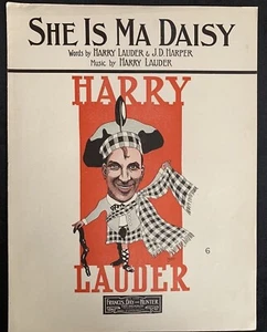 She Is Ma Daisy Harry Lauder Voice Piano Sheet Music Antique 1905 Art Deco  - Picture 1 of 3