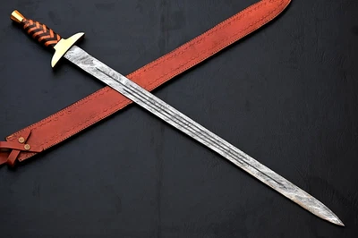 ESPADA LONGA VIKING FEITA À MÃO FEITA À MÃO AÇO DAMASCO FORJADO 2577 - Imagem 1 de 4